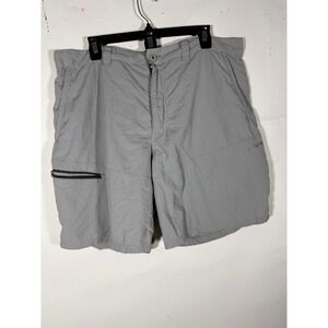 Patagonia Mens XL Gray Nylon Hiking Outdoor Cargo Shorts Elastic Waist Zippered